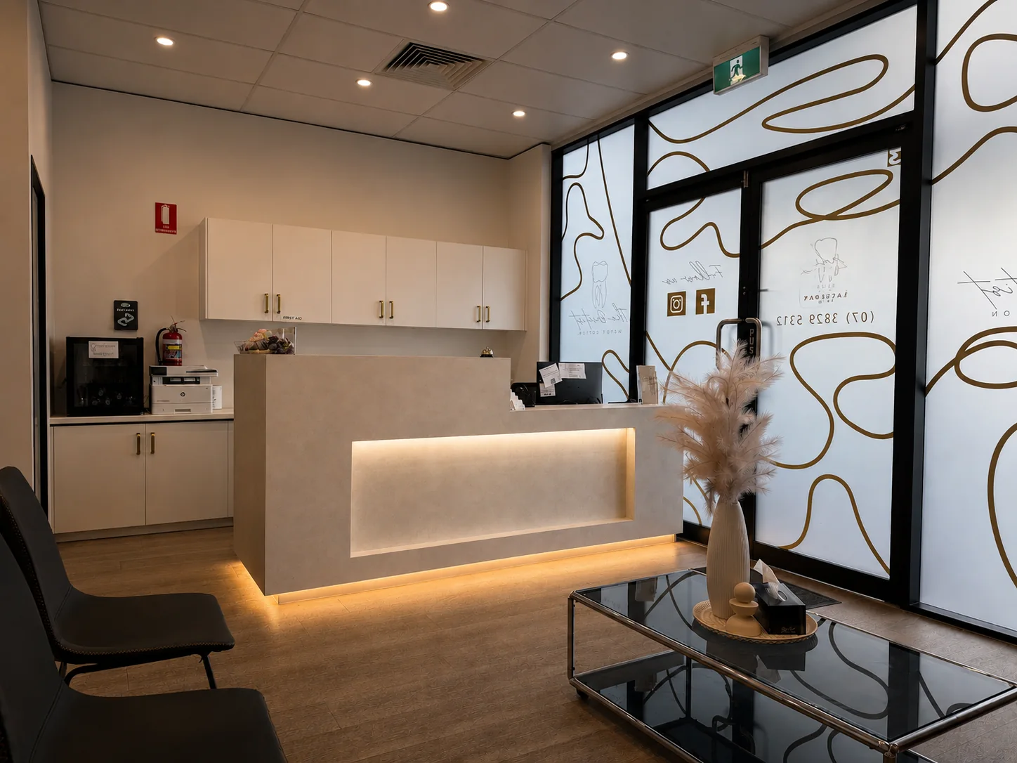 Warm, modern reception at The Dentist Mount Cotton