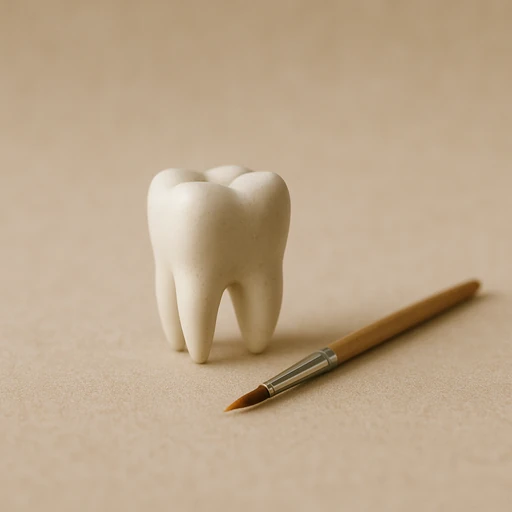 White tooth model with paint brush for natural-looking fillings